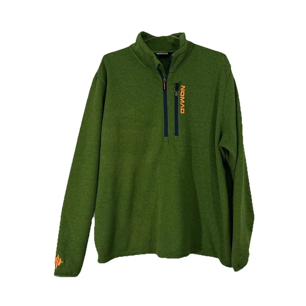 NOMAD OUTDOOR Mens Green 1/4 Zip Fleece Hunting Pullover Water Resistant XXL 2XL